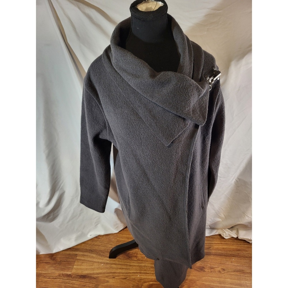NWOT Garnet Hill Asymmetric 100% Wool Wrap Coat 14 Petite  Luxury Minimalist